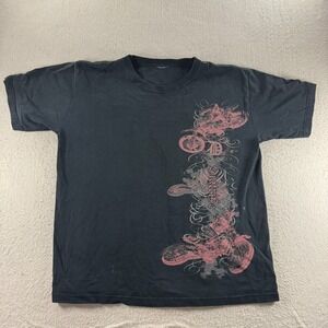 Vintage Mens T-Shirt Black Diatribe Bike Graphic Grunge Motocross Short Sleeve